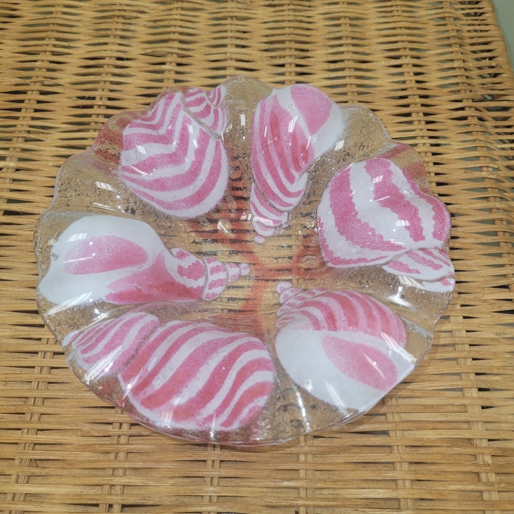 Sydenstriker‎ Pink Shell Fused Glass Bowl Ruffle Edged
